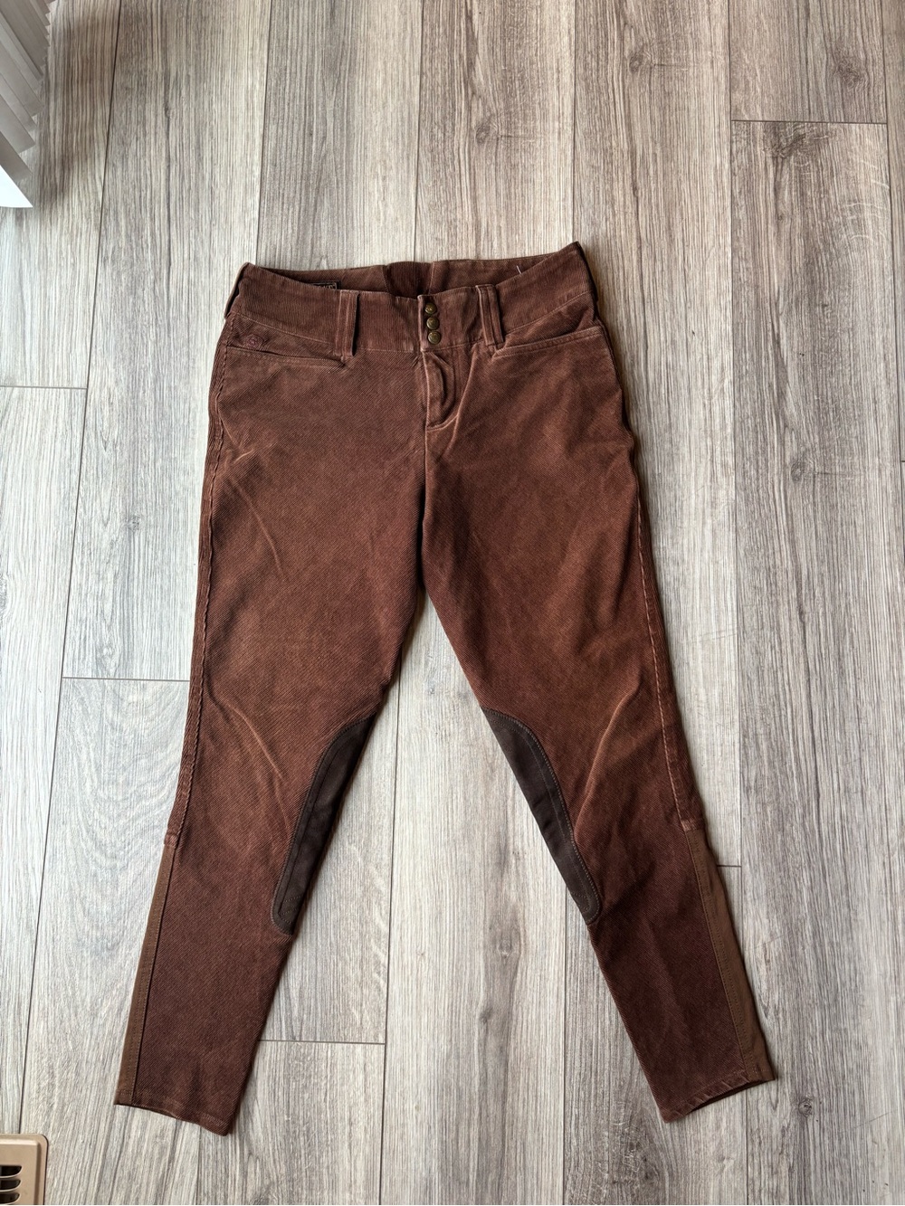 Ariat Brown Corduroy Riding Breeches with Dark Brown Knee Patches